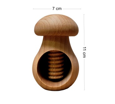 Set of 10 Wooden Mushroom Nutcrackers – Light Brown Head