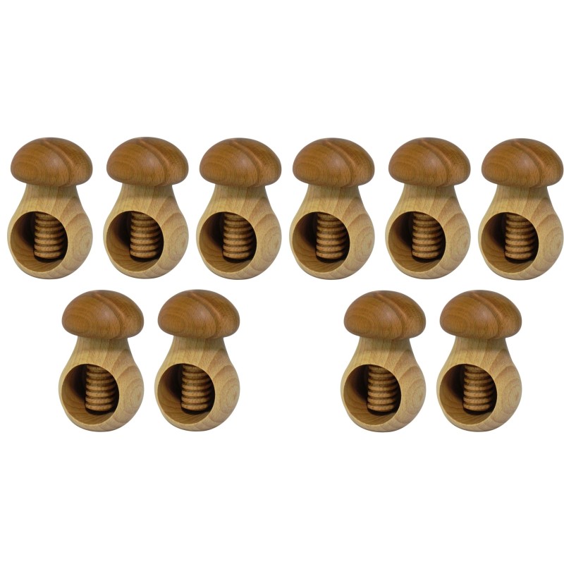 Set of 10 Wooden Mushroom Nutcrackers – Light Brown Head Set of 10 Wooden Mushroom Nutcrackers – Light Brown Head