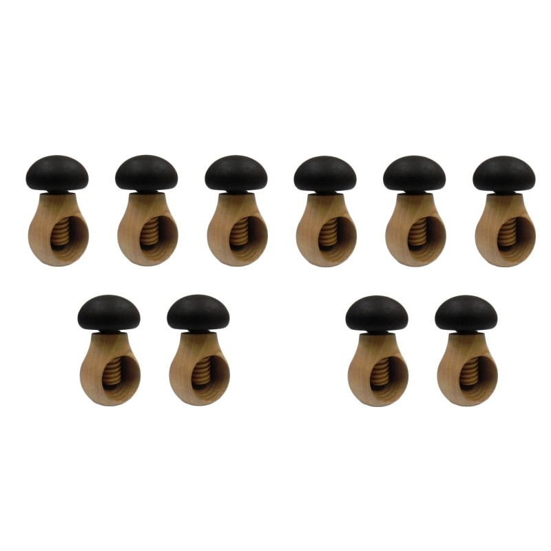 Set of 10 Wooden Mushroom Nutcrackers – Dark Brown Top – Beech Wood for Autumn & Christmas Set of 10 Wooden Mushroom Nutcrackers – Dark Brown Top – Beech Wood for Autumn & Christmas