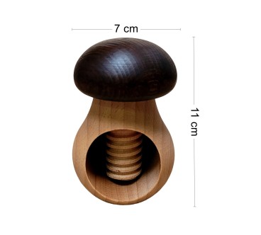 Set of 10 Wooden Mushroom Nutcrackers – Dark Brown Top – Beech Wood for Autumn & Christmas