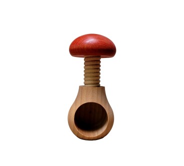 Set of 10 Wooden Mushroom Nutcrackers – Red Top – Beech Wood for Autumn Decoration, Christmas Gift & Kitchen Use