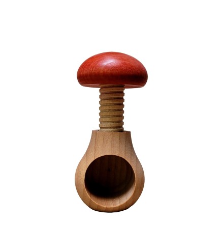Set of 10 Wooden Mushroom Nutcrackers – Red Top – Beech Wood for Autumn Decoration, Christmas Gift & Kitchen Use