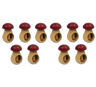 Set of 10 Wooden Mushroom Nutcrackers – Claret Top