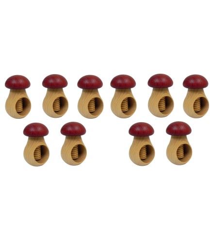 Set of 10 Wooden Mushroom Nutcrackers – Claret Top