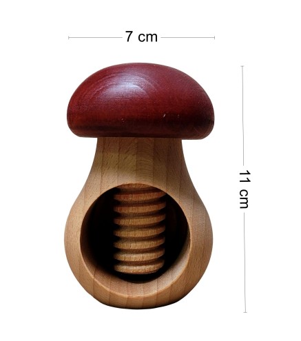 Set of 10 Wooden Mushroom Nutcrackers – Claret Top – Beech Wood for Autumn Decoration, Christmas Gift & Kitchen Use