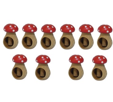 Set of 10 Wooden Toadstool Nutcrackers – Beech Wood
