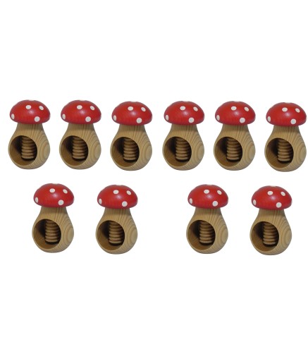 Set of 10 Wooden Toadstool Nutcrackers – Beech Wood
