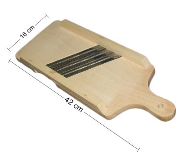 Beech Wood Vegetable Slicer 42x16 cm – 3 Stainless Steel Blades, Sharp Cabbage & Vegetable Cutter with Detachable Blades