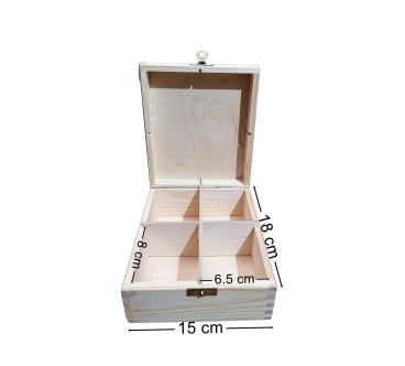 Wooden Tea Box – 4 Compartments – Handmade in UK