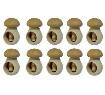 Set of 10 Raw Wooden Mushroom Nutcrackers – Beech Wood DIY
