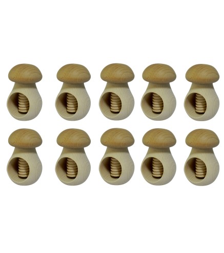 Set of 10 Raw Wooden Mushroom Nutcrackers – Beech Wood DIY