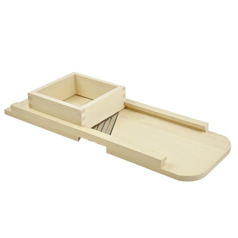 Wooden World – Beech Wood Vegetable Slicer 65x23 cm with 3 Stainless Steel Blades – Large Cabbage & Vegetable Cutter