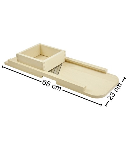 Wooden World – Beech Wood Vegetable Slicer 65x23 cm with 3 Stainless Steel Blades – Large Cabbage & Vegetable Cutter