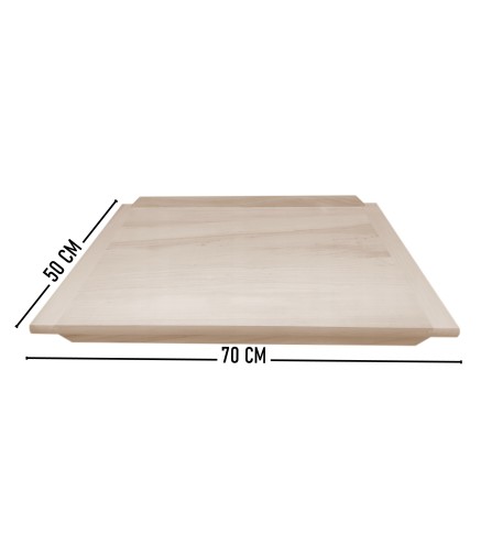 Double-Sided Wooden Pastry Board 50×70 cm – Medium Reversible Kneading Board with Raised Edges