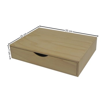 Wooden Plywood Drawer Box A4 Size – Desk Organizer with 1 Drawer for Office, Craft & Storage – 33x25x7 cm