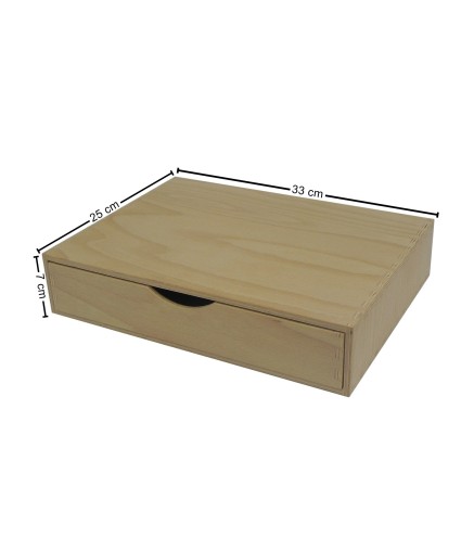 Wooden Plywood Drawer Box A4 Size – Desk Organizer with 1 Drawer for Office, Craft & Storage – 33x25x7 cm