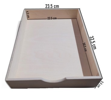 Wooden World – Wide Plywood Drawer Box A4 Size – 33x25x7 cm