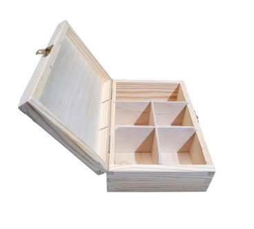 Wooden Tea Box – 5 Compartments – Handmade in UK