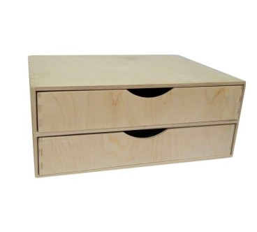 Wooden World – Wide Plywood Drawer Box A4 Size – 2 Drawers – 33x25x14 cm