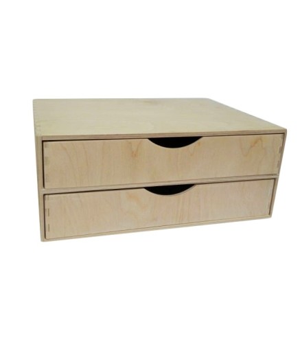 Wooden World – Wide Plywood Drawer Box A4 Size – 2 Drawers – 33x25x14 cm