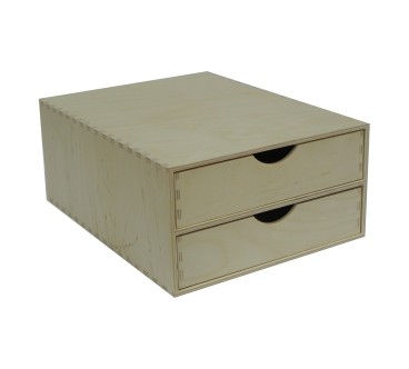 Wooden World – Long Plywood Drawer Box A4 Size – 2 Drawers – 33x25x14 cm