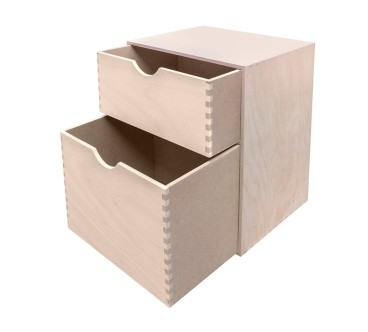 Wooden World – Plywood Drawer Box with 2 Drawers – 30x25x20 cm