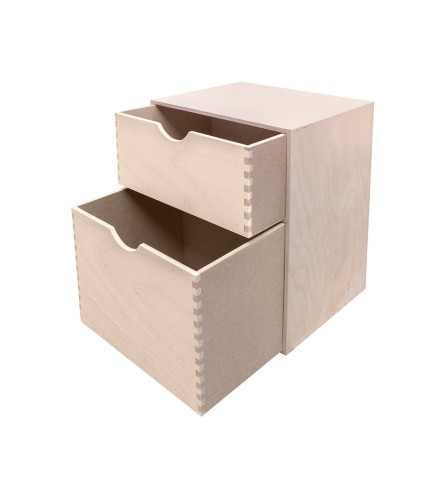 Wooden World – Plywood Drawer Box with 2 Drawers – 30x25x20 cm