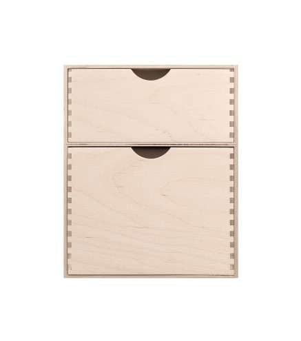 Plywood Drawer Box with 2 Different Size Drawers – Desk Organizer for Office, Craft & Storage – 30x25x20 cm