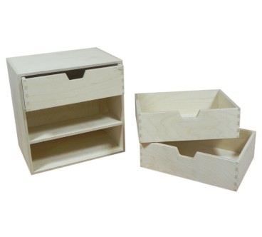 Wooden World – Plywood Drawer Chest with 3 Drawers – Desk & Craft Storage Organizer – 28.5x20x28.5 cm