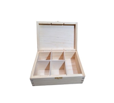 Wooden Tea Box – 5 Compartments – Handmade in UK
