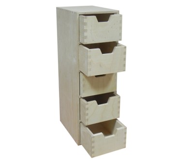Wooden World Tall Plywood Chest – 5 Drawer Vertical Organizer