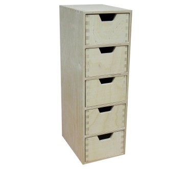 Wooden World Tall Plywood Chest – 5 Drawer Vertical Organizer