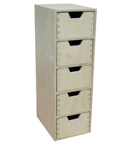 Wooden World Tall Plywood Chest – 5 Drawer Vertical Organizer
